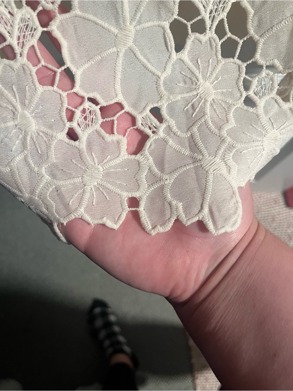 Addition Elle Cream Floral Lace Overlay Sleeveless Blouse Top 3X - Picture 6 of 8